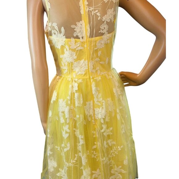 maniju Womens Sleeveless Floral Embroidered Dress Tulle Yellow Small Fairy Cotta - Picture 4 of 9